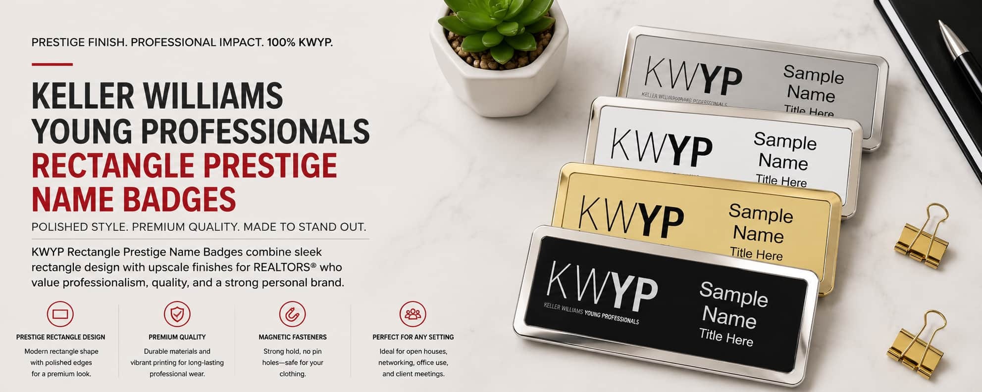 Keller Williams Young Professionals rectangle prestige REALTOR name badges