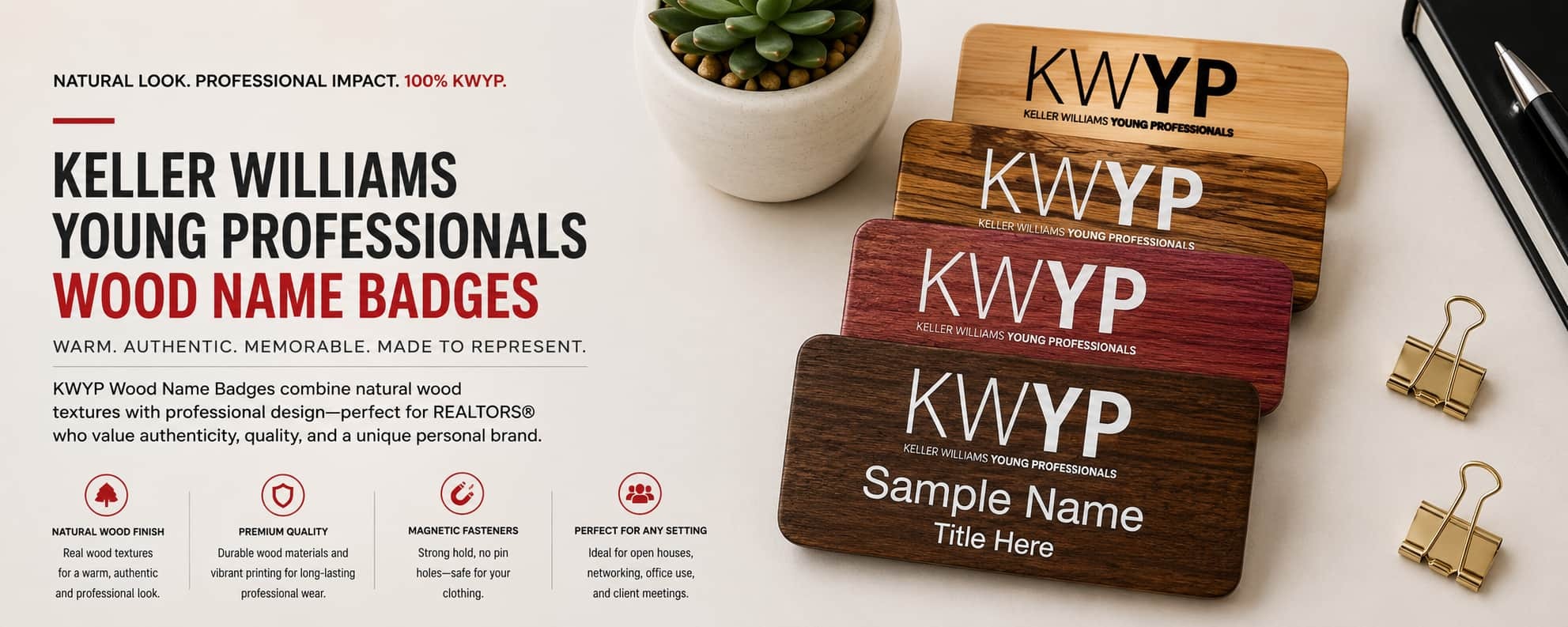 Keller Williams Young Professionals wood REALTOR name badges