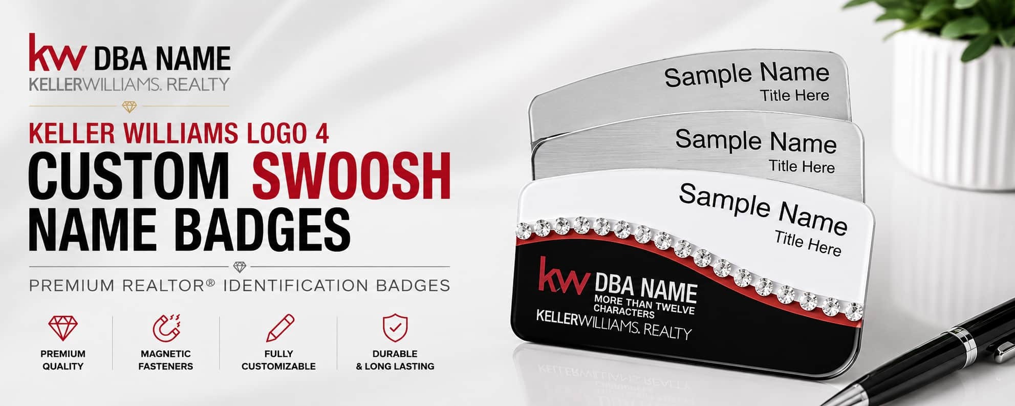 Keller Williams Logo 4 custom swoosh name badges