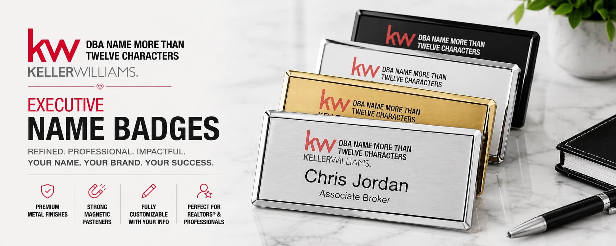 Keller Williams Logo 5 Executive REALTOR name badges