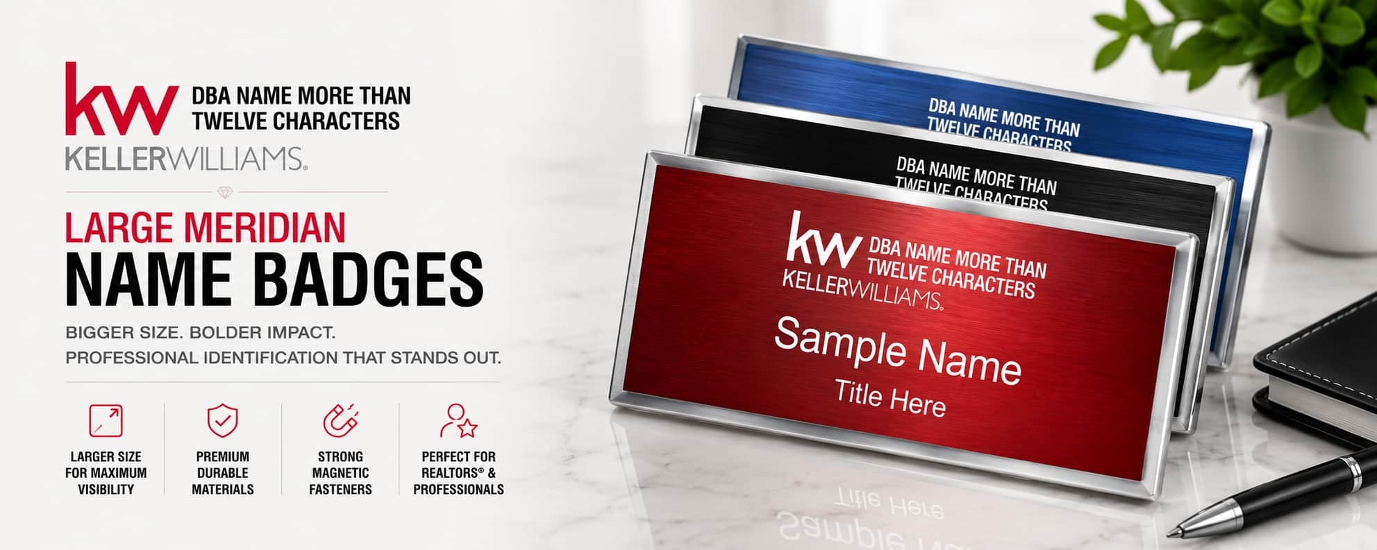 Keller Williams Logo 5 Large Meridian REALTOR name badges
