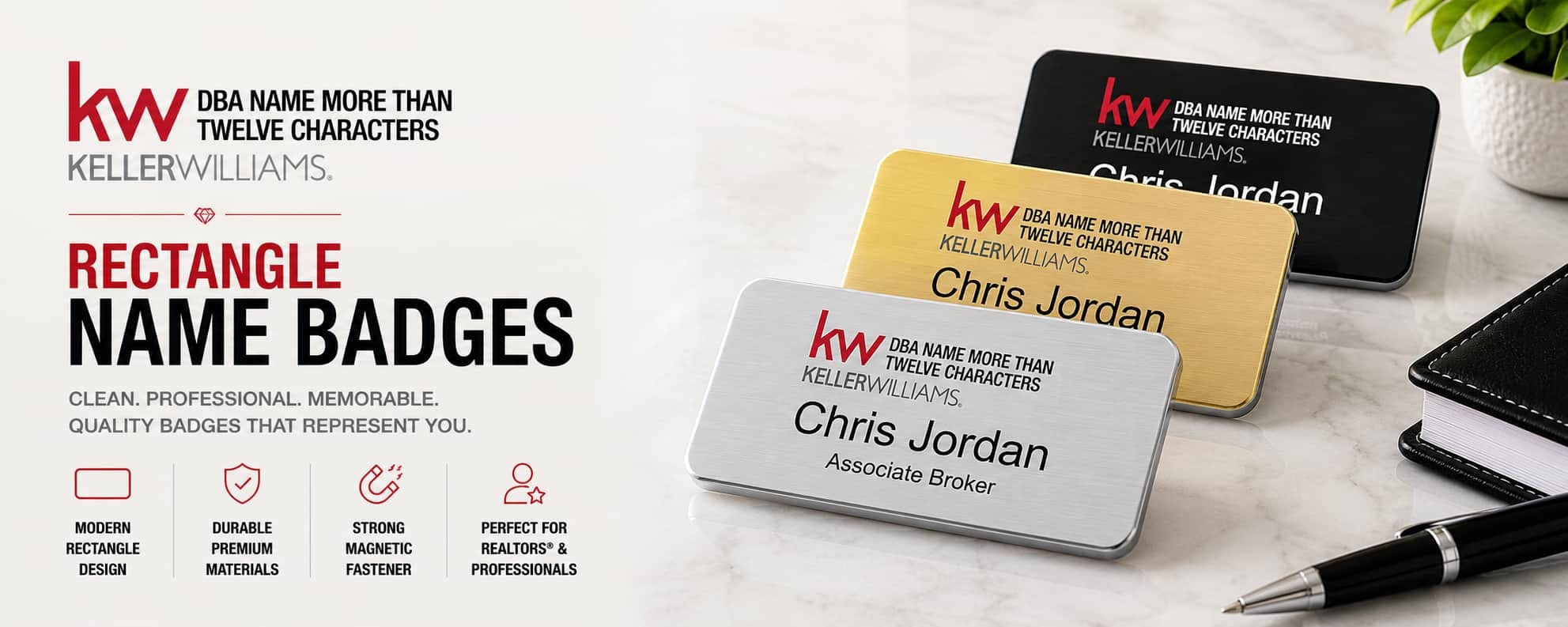 Keller Williams Logo 5 rectangle REALTOR name badges