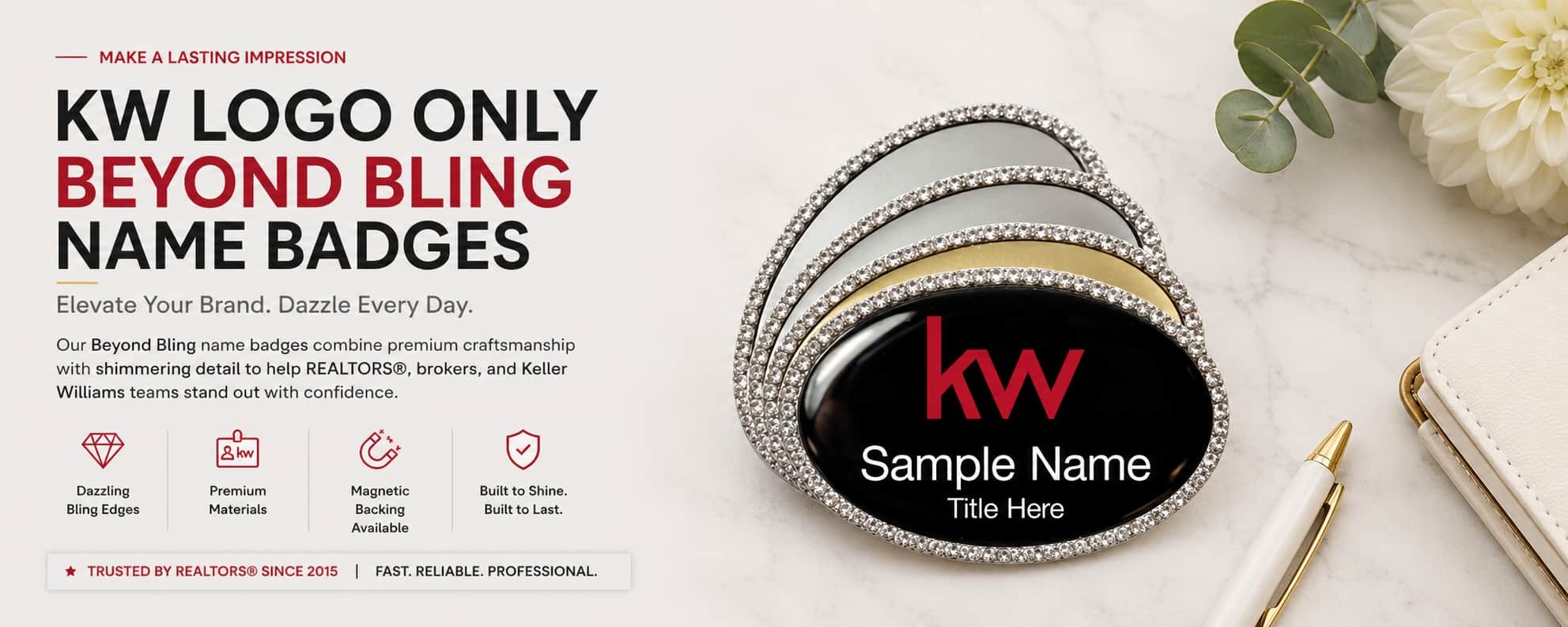 KW Beyond Bling Name Badges for Keller Williams REALTORS