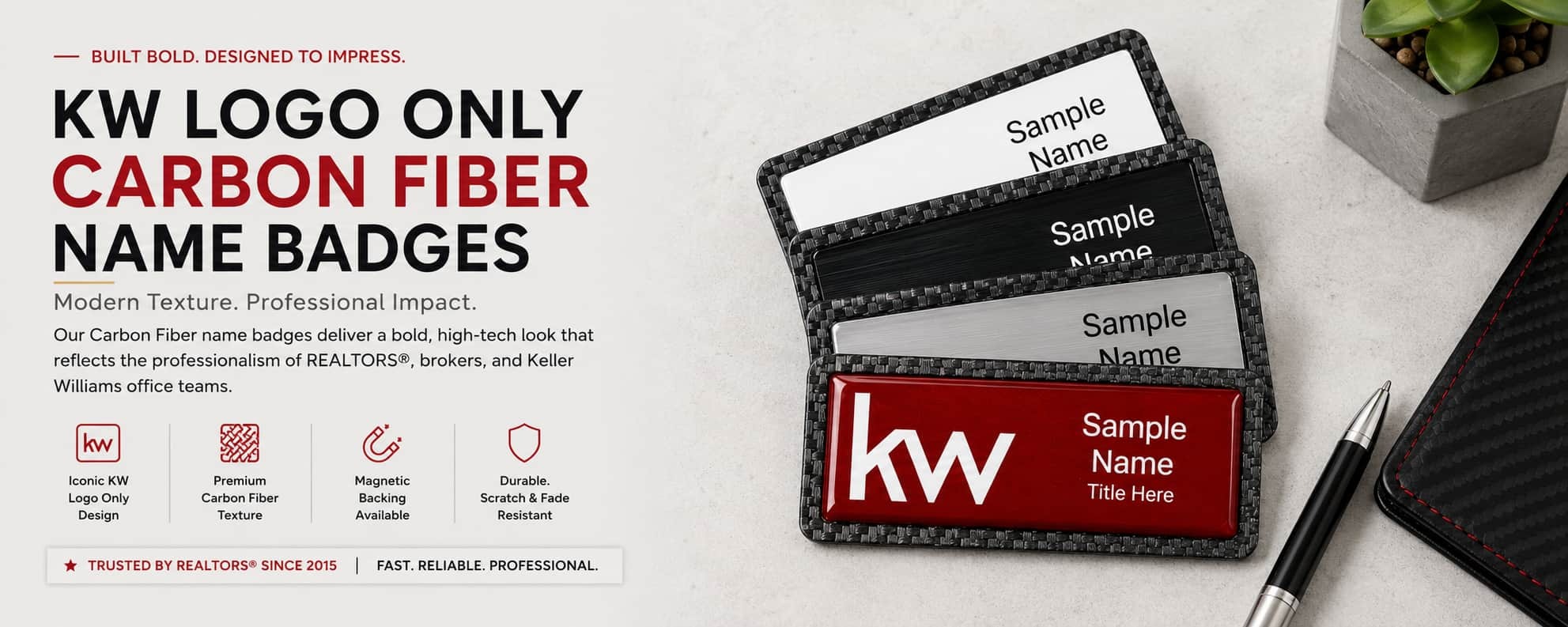 KW Carbon Fiber Name Badges for Keller Williams REALTORS