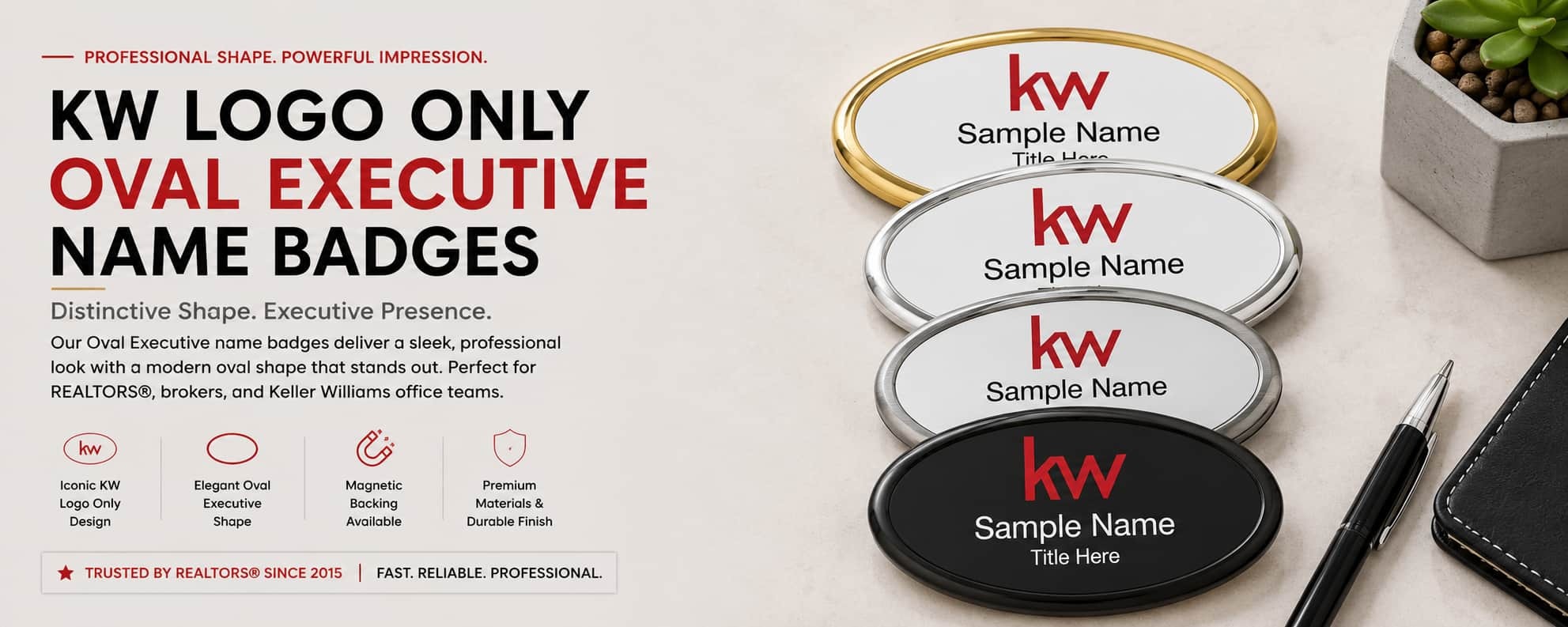 KW Oval Executive Name Badges for Keller Williams REALTORS