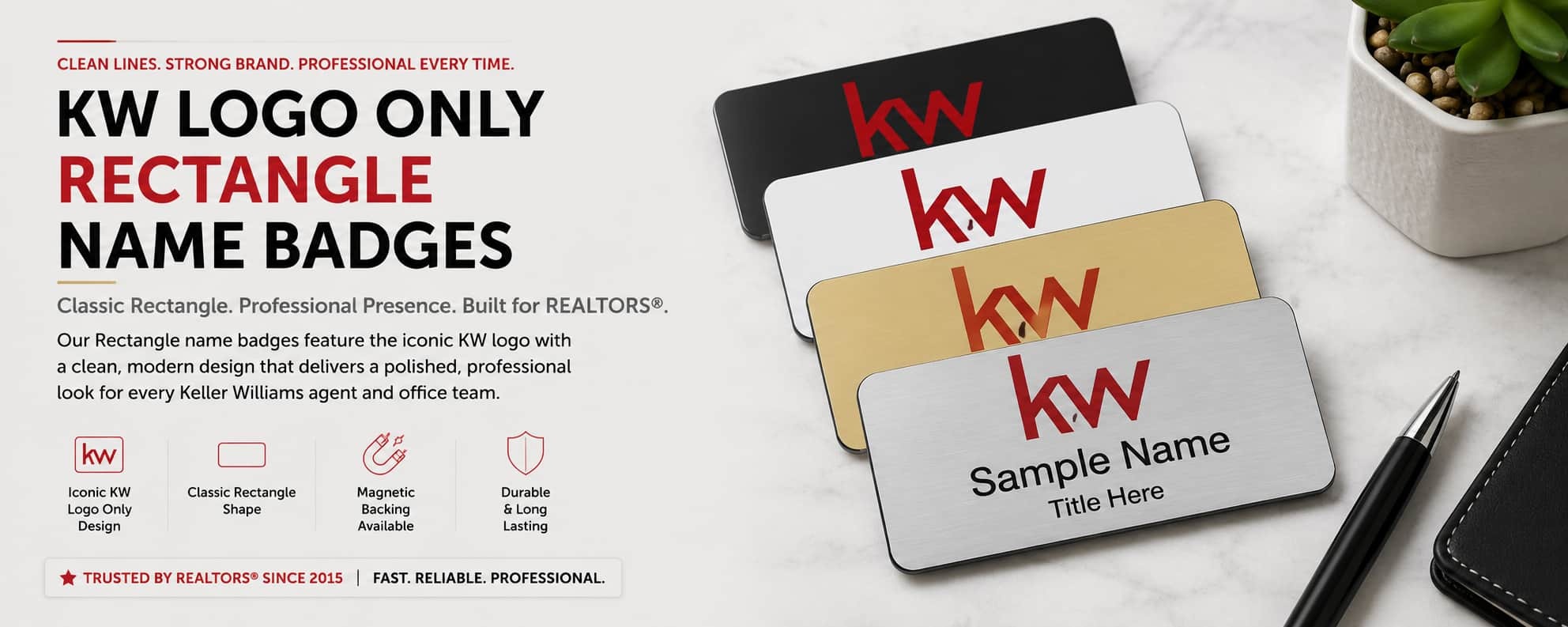 KW Rectangle Name Badges for Keller Williams REALTORS