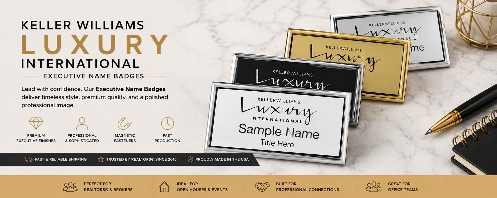 Keller Williams Luxury International Executive Name Badges