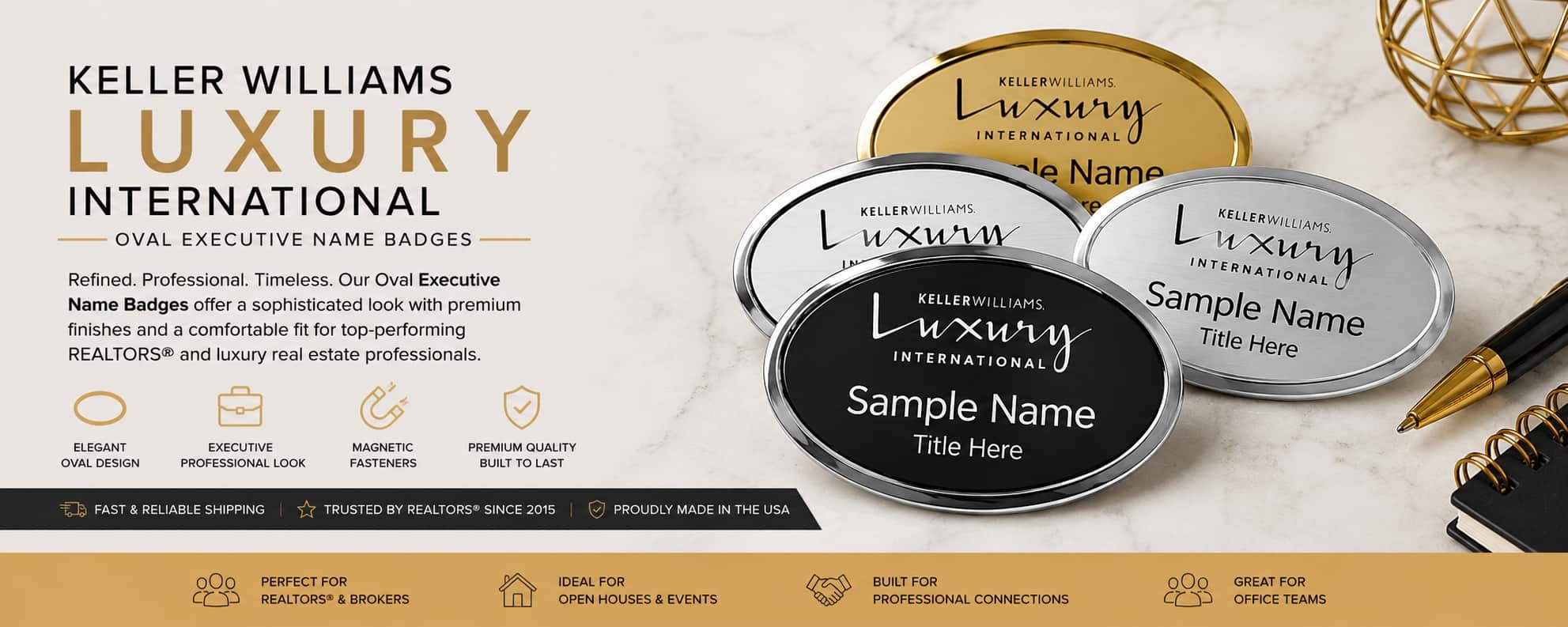 Keller Williams Luxury International Oval Executive Name Badges