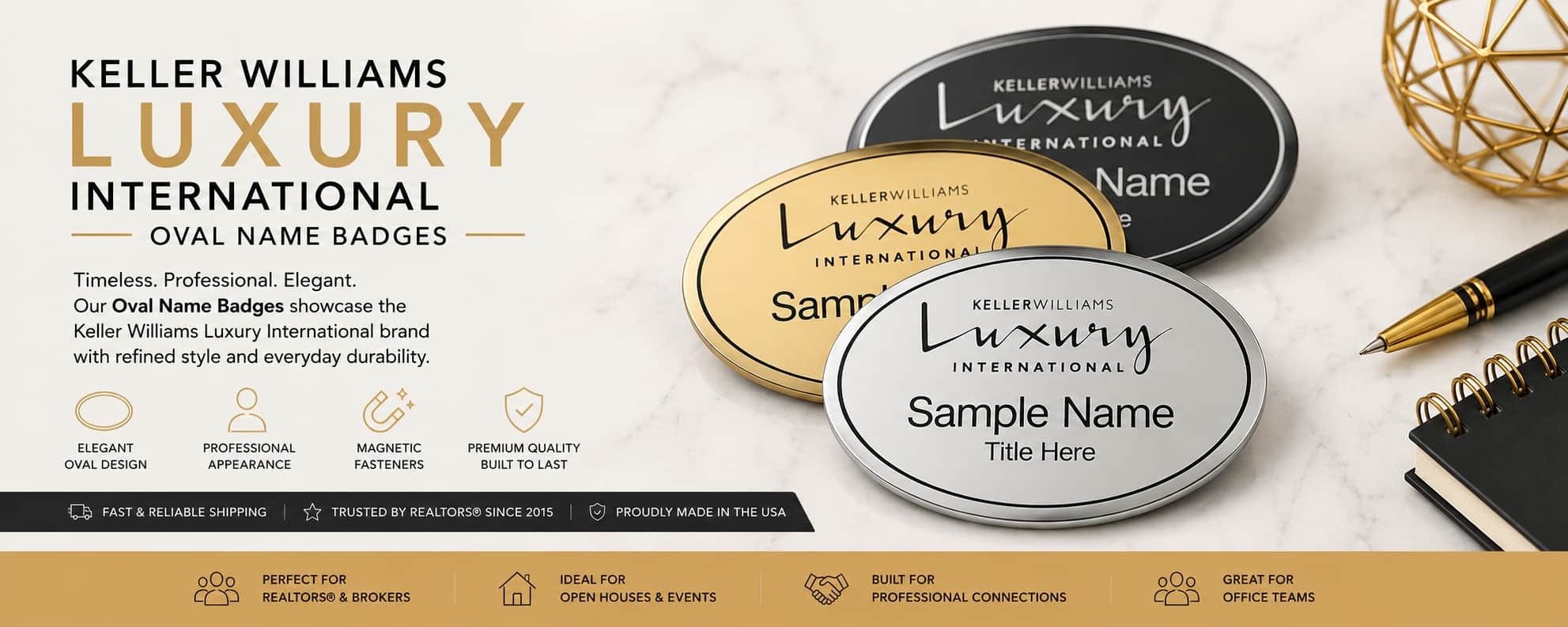 Keller Williams Luxury International Oval Name Badges