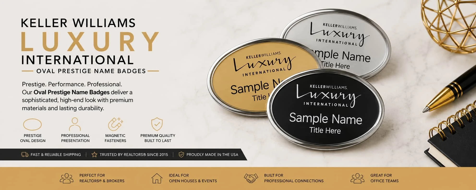 Keller Williams Luxury International Oval Prestige Name Badges
