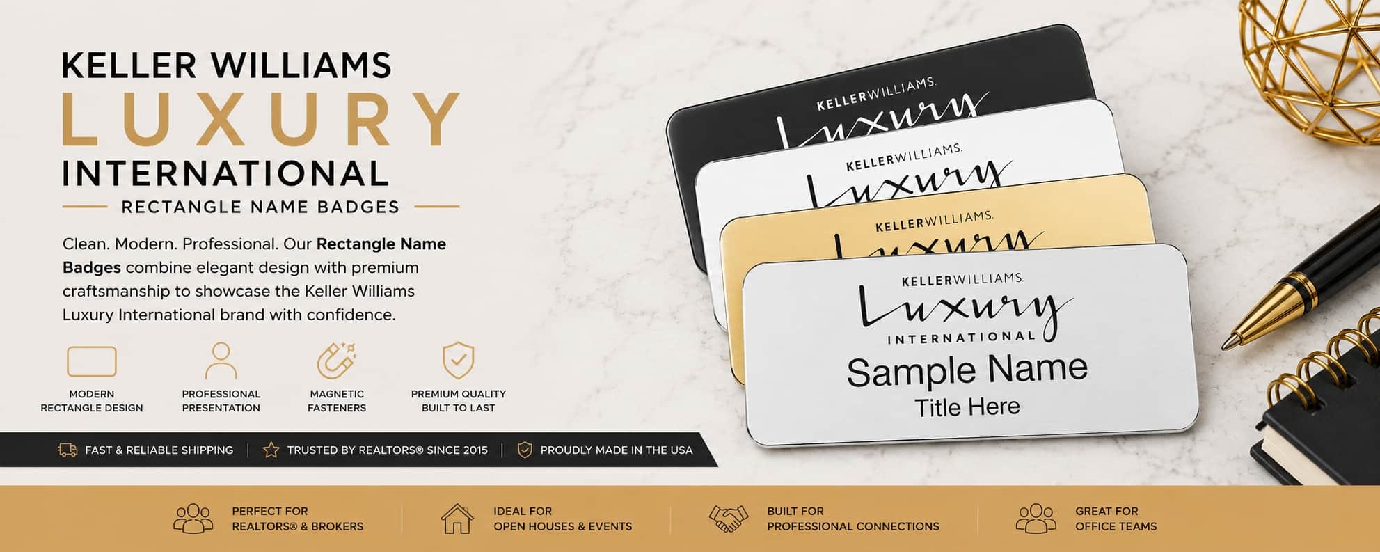 Keller Williams Luxury International Rectangle Name Badges