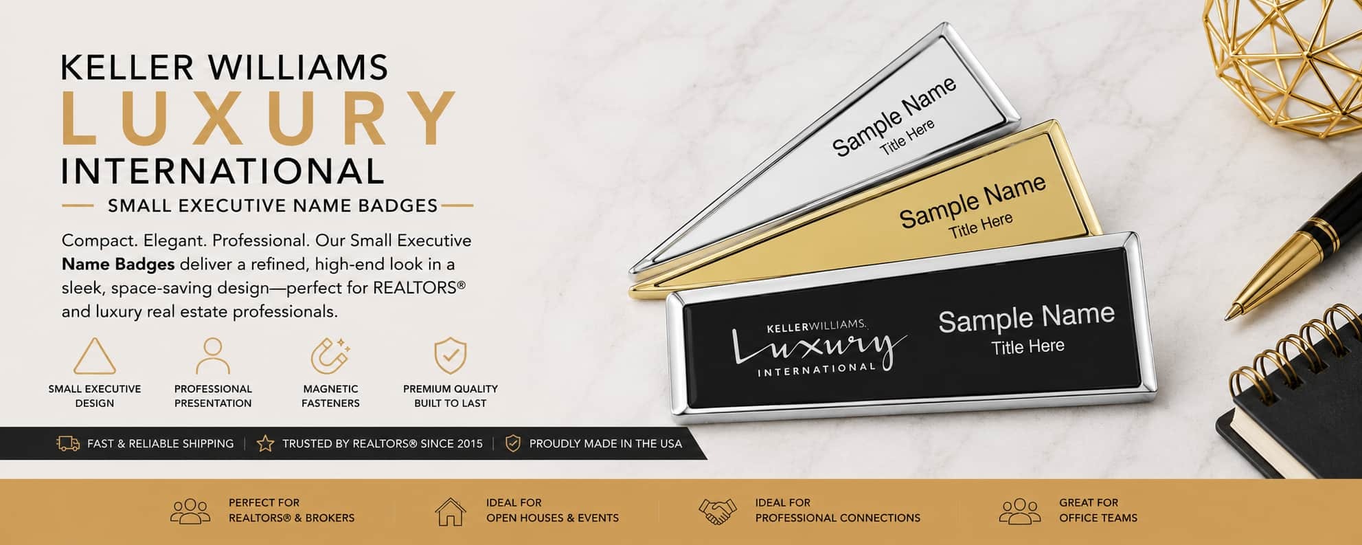 Keller Williams Luxury International Small Executive Name Badges