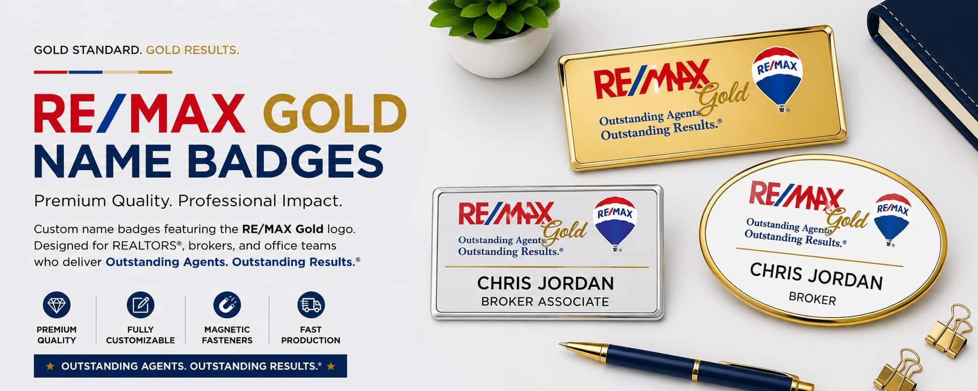 RE/MAX Gold name badges for REALTORS and real estate professionals