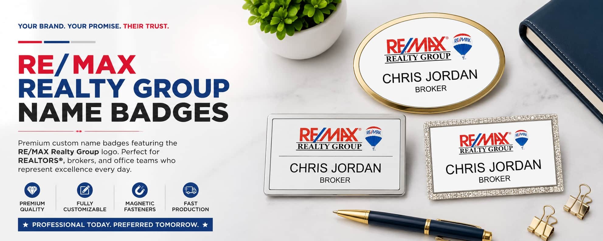 RE/MAX Realty Group name badges for REALTORS and real estate professionals