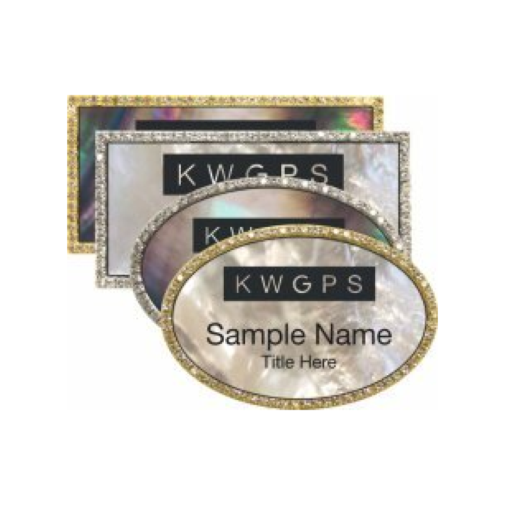 Mother of Pearl Bling Name Badges