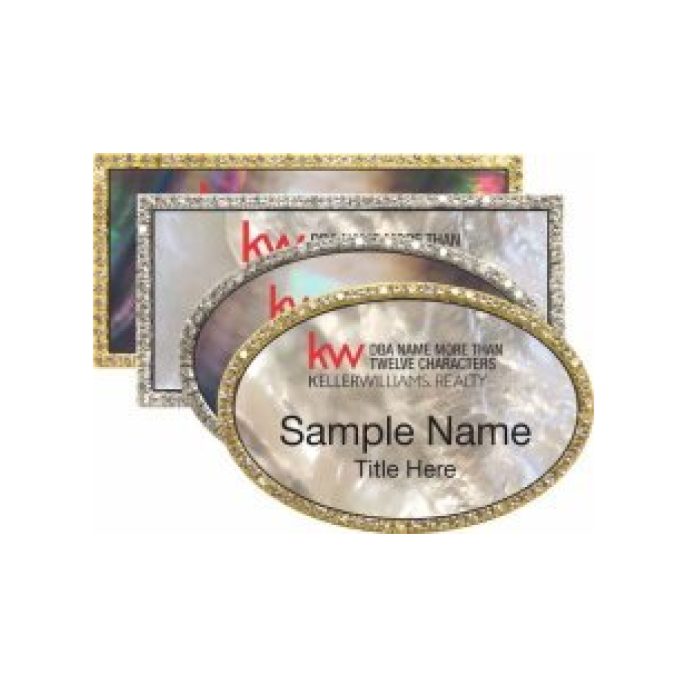 Mother of Pearl Bling Name Badges