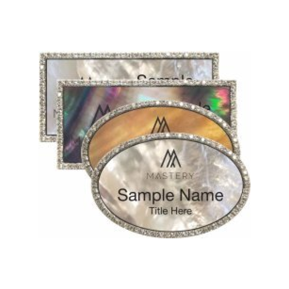 Mother of Pearl Bling Name Badges