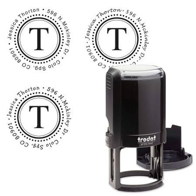 Monogram Round Self-Inking Address Stamper | Personalized Greeting Cards
