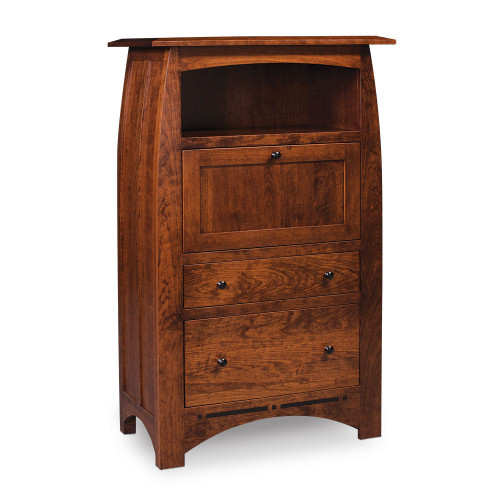 Aspen Laptop Cabinet with File Drawer and Inlay. David Chase Furniture, Steamboat Springs, CO - Full