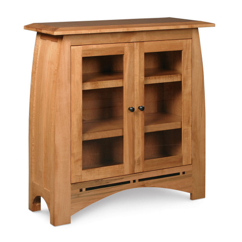 Aspen Short Bookcase with Glass Doors and Inlay. David Chase Furniture, Steamboat Springs, CO - Full