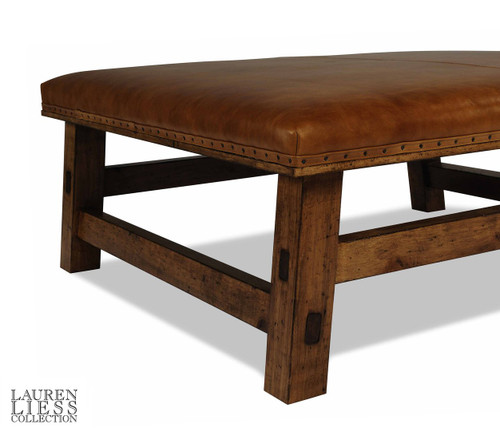 Village Leather Ottoman. David Chase Furniture, Steamboat Springs, CO - Detail 1