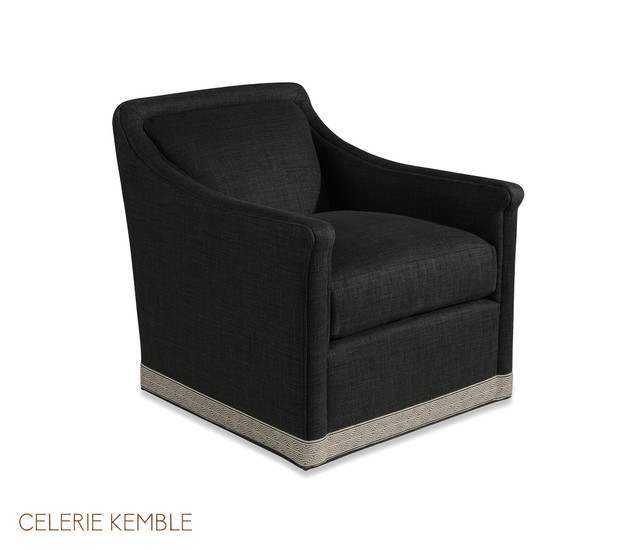 Farnham Park Swivel Chair, David Chase Furniture, Steamboat Springs, Colorado - Kale Smoke fabric, front