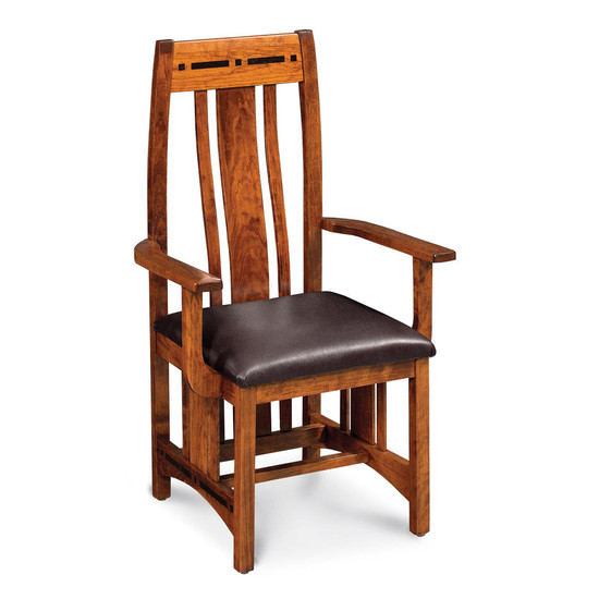 Aspen Arm Chair with Lower Back and Inlay. David Chase Furniture, Steamboat Springs, CO - Full