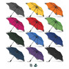 A set of BLUNT Metro Umbrellas in various colours including grey, yellow, orange, pink, green, blue, black, and purple.