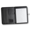 A black Melrose Portfolio featuring multiple card slots and a lined notepad on the right side.