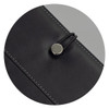 A black Melrose Portfolio with a button closure detail and contrasting stitching. It features a logo.