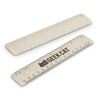 A 15cm ruler in a beige colour with a logo. Featured is a straight edge for measuring.