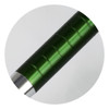 A green metal pen featuring a textured grip and a silver tip, with a branding logo visible.