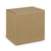 A brown, square cardboard box with a simple design, featuring a smooth surface and no visible branding.
