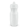 A drink bottle in a sleek white design featuring a tapered body, a secure screw-on lid, and a spout for easy sipping.