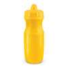 A drink bottle in bright yellow with a flip-top cap and an ergonomic design.