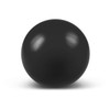 A black stress ball with a smooth surface, designed for squeezing and stress relief.