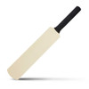 A mini cricket bat with a black textured grip and a smooth wooden blade, displayed on a white background.