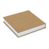 A sticky note pad featuring a plain brown cover with white edges.
