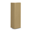 A tall, brown cylindrical product packaging with a plain design, featuring a logo.