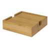 A bamboo coaster with a natural finish, featuring a groove on one side and a smooth surface.