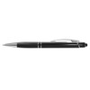 A sleek black stylus pen featuring a chrome clip and accents, designed for smooth writing and screen navigation.