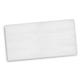 A large white beach towel with a smooth texture and a simple design. It features a branding logo.