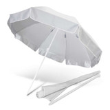 A Bahama Beach Umbrella in grey, featuring a white pole and a folding design for easy transport.
