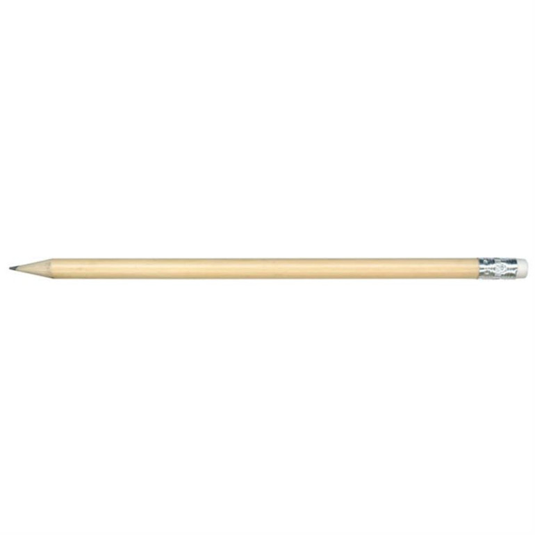 A grey-lead pencil with a wooden body and a silver ferrule at one end.