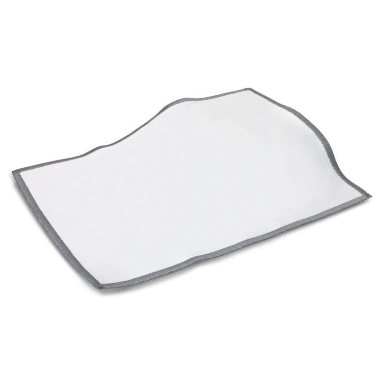 A cleaning cloth designed for screens, featuring a soft, lint-free material with neatly stitched edges.