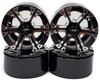 NHX RC 6 Spoke Aluminum 1.9 Inch Beadlock A Black Wheel Rim w/ Silver Rings 4pcs