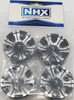 NHX 6 Spoke Aluminum 1.9 Inch Beadlock B Black Wheel Rim w/ Silver Rings 4pcs