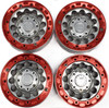 NHX RC 12 Spoke Aluminum 1.9 Inch Beadlock Silver Wheel Rim w/ Red Rings 4pcs