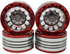 NHX RC 12 Spoke Aluminum 1.9 Inch Beadlock Silver Wheel Rim w/ Red Rings 4pcs