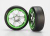Traxxas 7375 Volk Racing Green/Chrome Wheels/Tires (2)